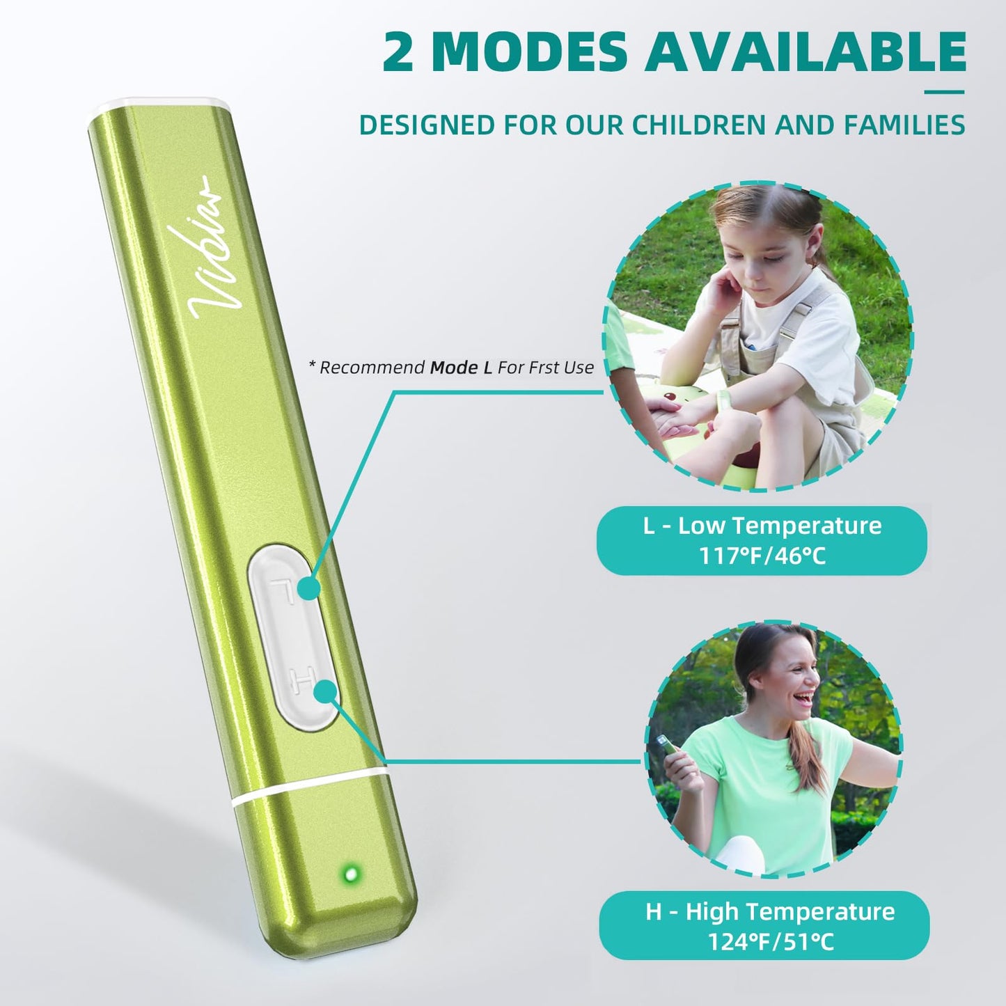 Vibis Insect Bite & Sting Relief Pen — Chemical-Free Quick Itch Relief (Rechargeable, Green)