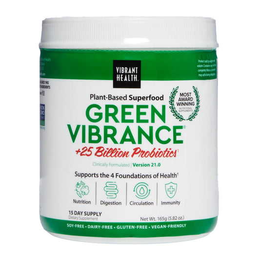 Vibrant Health Green Vibrance Vegan Superfood Powder 15 Servings BritishVita | Premium UK Vitamins & Wellness Supplements