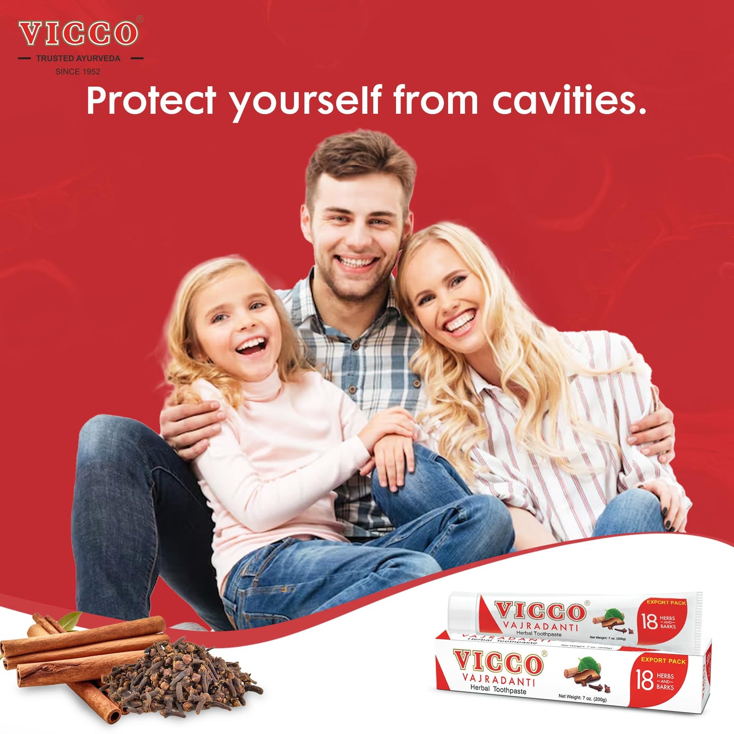 Vicco Vajradanti Ayurvedic Toothpaste – 70+ Year Legacy, 18 Herbs, Fluoride-Free, Vegan, 7 oz (3 Pack)