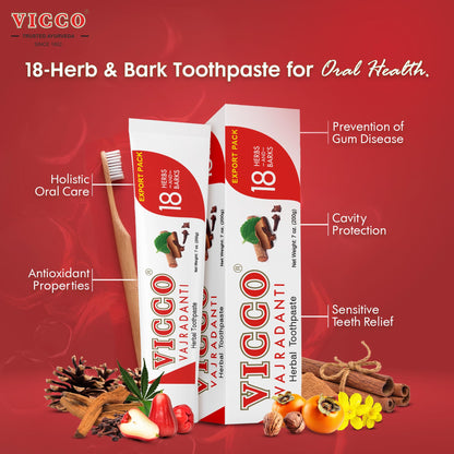 Vicco Vajradanti Ayurvedic Toothpaste – 70+ Year Legacy, 18 Herbs, Fluoride-Free, Vegan, 7 oz (3 Pack)