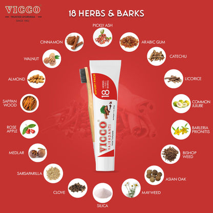 Vicco Vajradanti Ayurvedic Toothpaste – 70+ Year Legacy, 18 Herbs, Fluoride-Free, Vegan, 7 oz (3 Pack)