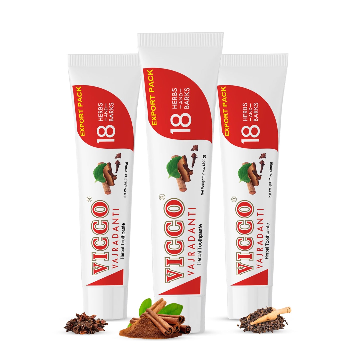 Vicco Vajradanti Ayurvedic Toothpaste – 70+ Year Legacy, 18 Herbs, Fluoride-Free, Vegan, 7 oz (3 Pack)
