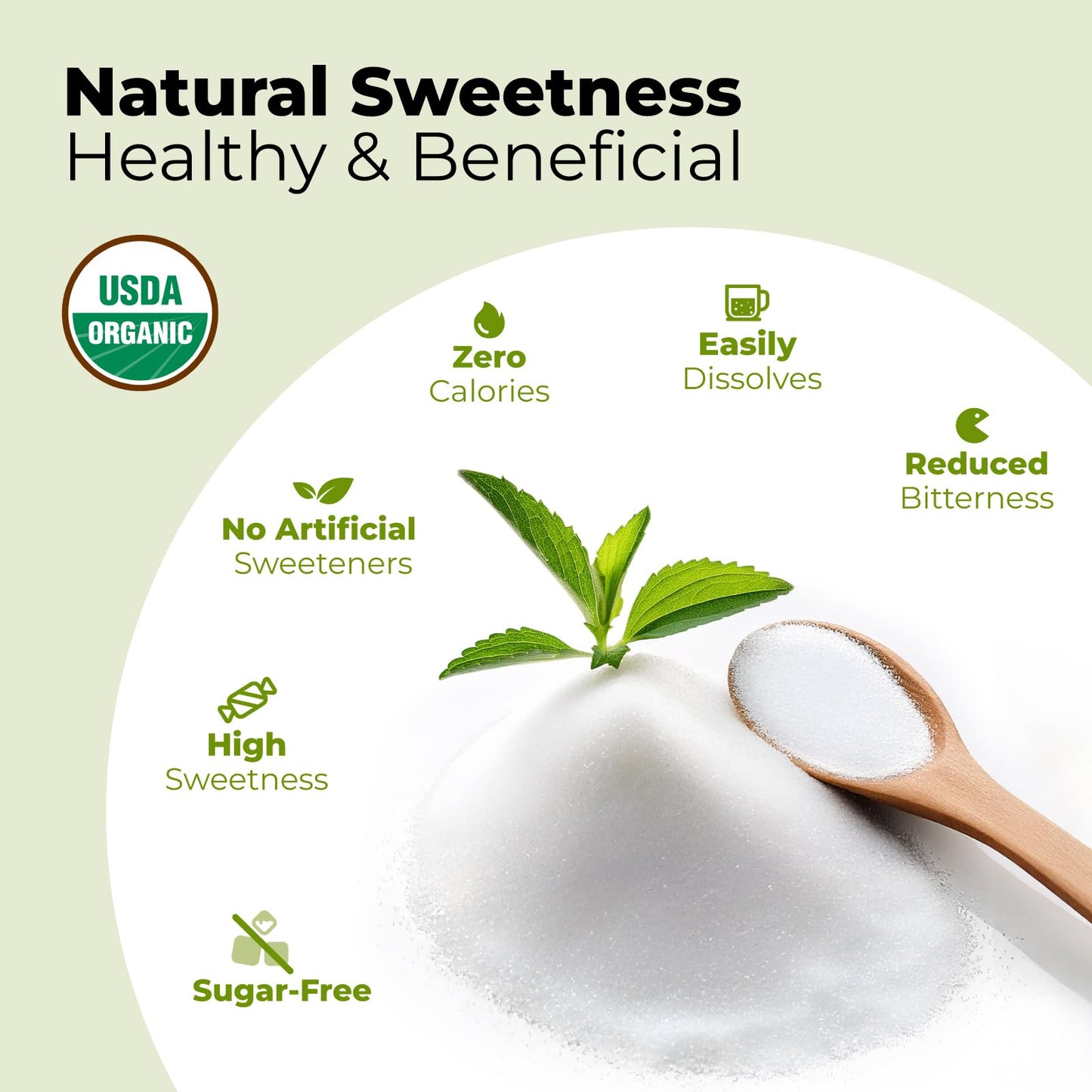 Viccoky Organic Stevia Extract Powder 13oz (370g) | Pure | Sugar-Free | 0 Calories | No Additives | Dissolves Easily | Super Sweet Sugar Substitute | Natural Sweetener