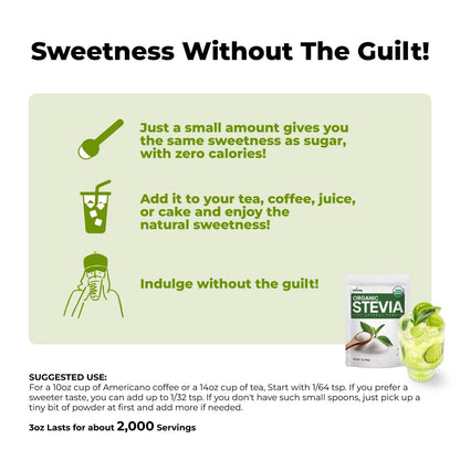 Viccoky Organic Stevia Powder 3oz (86g) – Sugar-Free, 0 Calories, No Additives