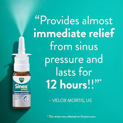 Vicks Sinex Severe Allergy & Sinus Nasal Spray – Ultra Fine Mist, 12-Hour Relief (265 Sprays x 2)