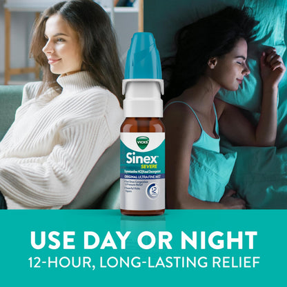Vicks Sinex Severe Allergy & Sinus Nasal Spray – Ultra Fine Mist, 12-Hour Relief (265 Sprays x 2)