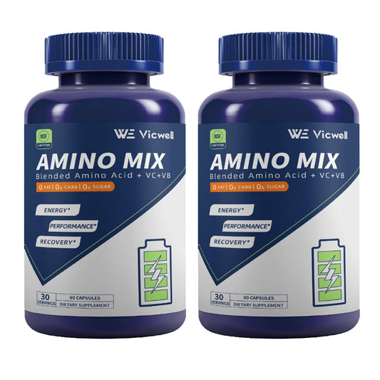 Vicwell Amino Acid – Supports Muscle Recovery & Lean Muscle Growth | 180 Capsules (2 Bottles) BritishVita | Premium UK Vitamins & Wellness Supplements