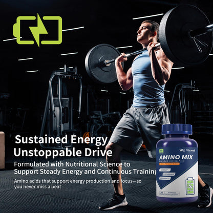 Vicwell Amino Acid – Supports Muscle Recovery & Lean Muscle Growth | 180 Capsules (2 Bottles)