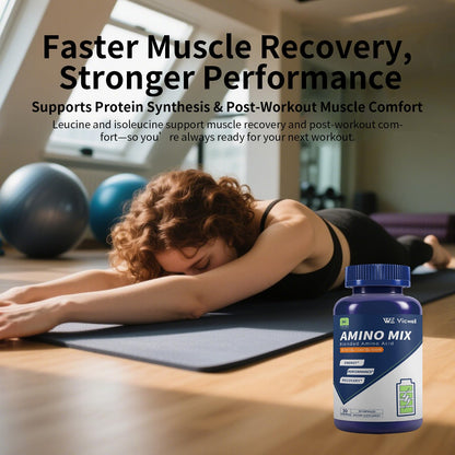 Vicwell Amino Acid – Supports Muscle Recovery & Lean Muscle Growth | 180 Capsules (2 Bottles)