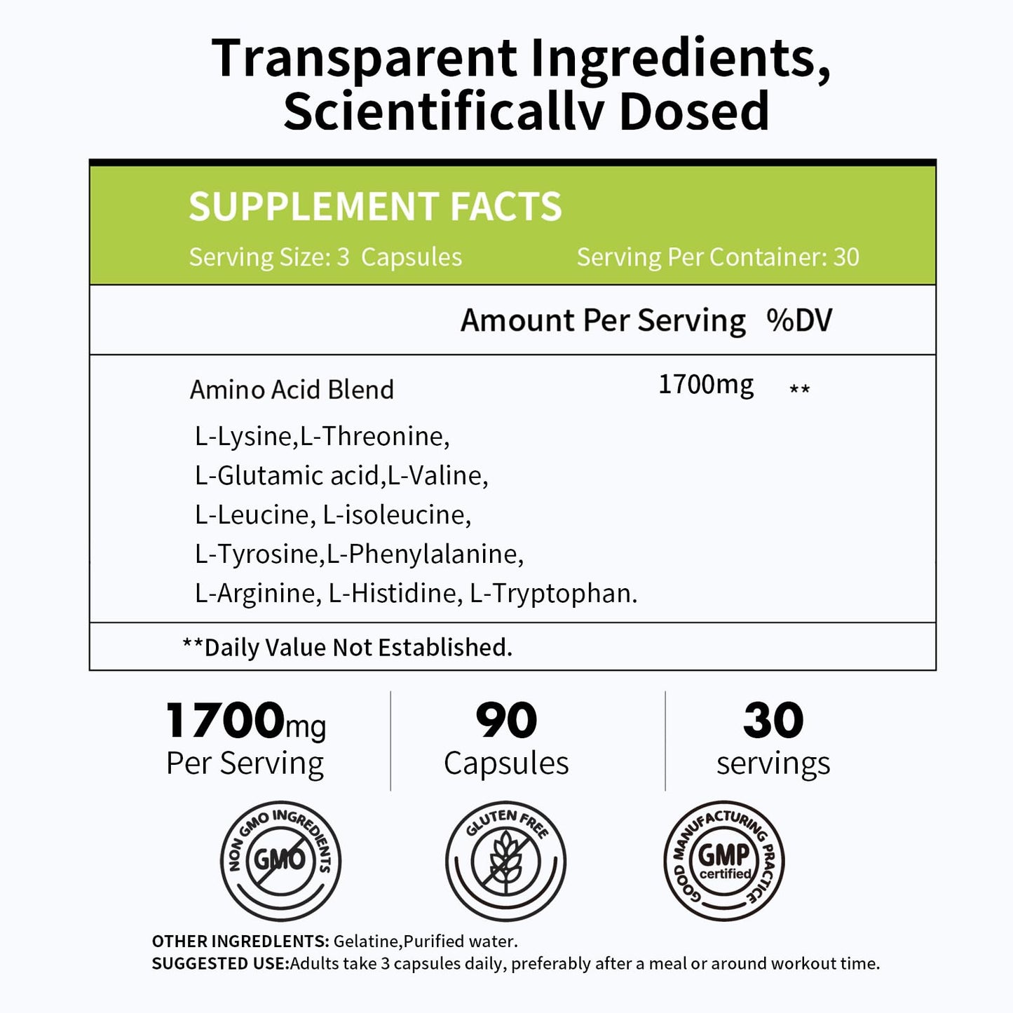 Vicwell Amino Acid – Supports Muscle Recovery & Lean Muscle Growth | 180 Capsules (2 Bottles)
