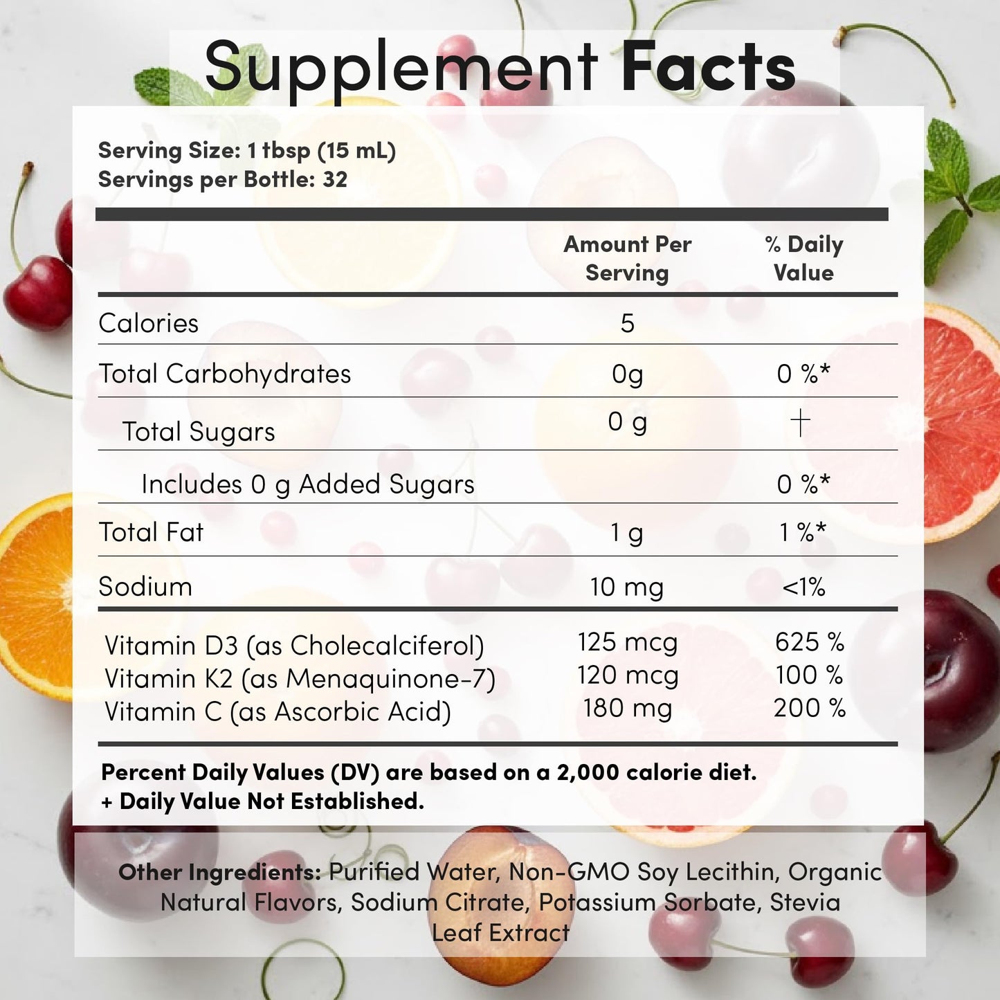 Vida Lifescience Aurora Mega-Liposomal D3/K2+ with Vitamin C – Organic, Strawberry Flavor