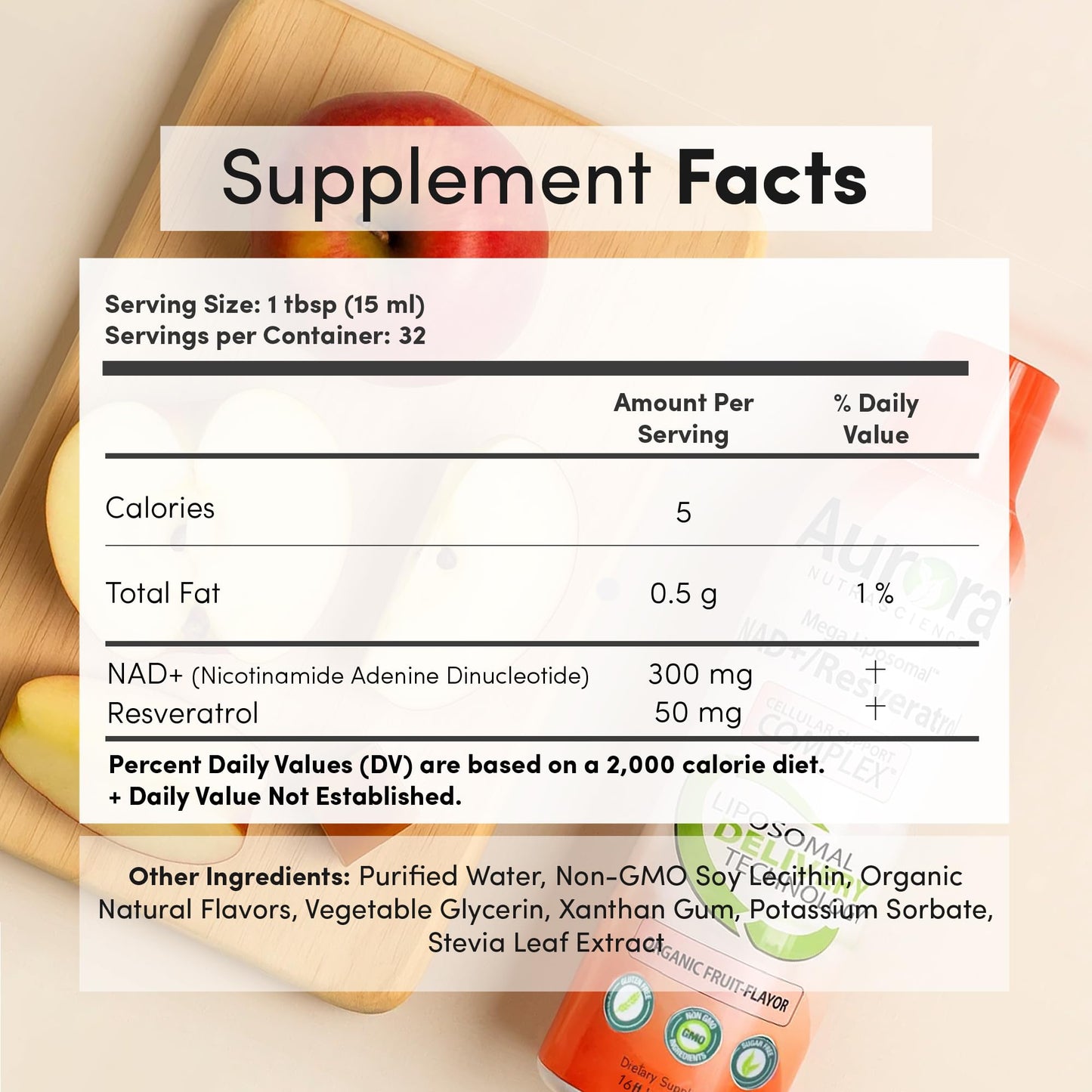 Vida Lifescience Liposomal NAD+ Liquid with Resveratrol – 32 Servings – Vegan, Gluten-Free, Non-GMO