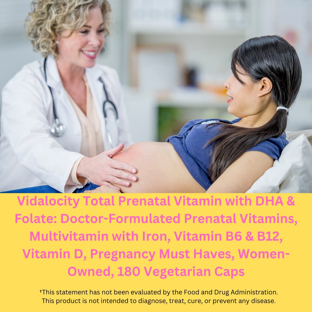 Vidalocity Prenatal Vitamins for Women – 60 Day Supply | Omega-3 DHA/EPA, Folate, Magnesium, Vitamin D3, C, B Vitamins, Zinc