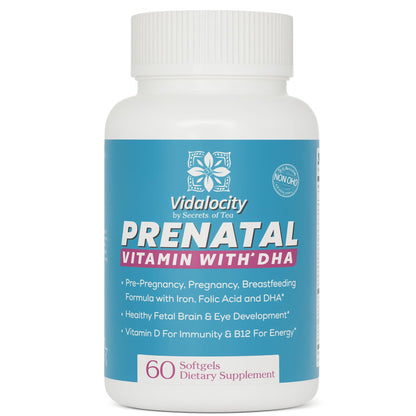 Vidalocity Prenatal Vitamins for Women – 60 Day Supply | Omega-3 DHA/EPA, Folate, Magnesium, Vitamin D3, C, B Vitamins, Zinc