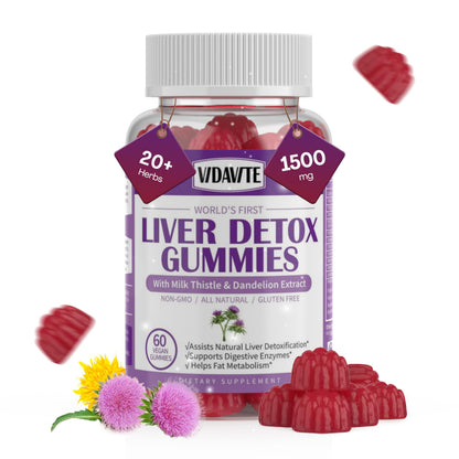 VIDAVITE Sugar-free Liver Cleanse Gummies – 1500mg Milk Thistle with Artichoke & 20+ Herbs