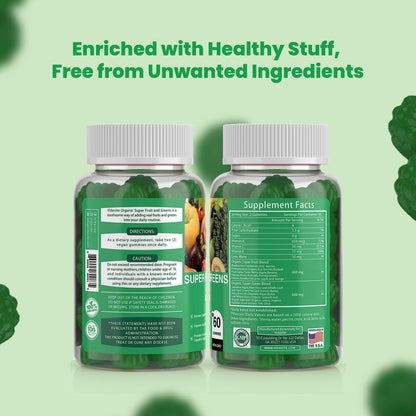 VIDAVITE Sugar-free Super Greens Gummies – US-Made Immunity, Skin & Gut Health (30-Day Supply)