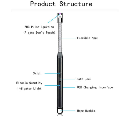 Vidisan Rechargeable Candle Lighter & Wick Trimmer – Candle Accessory Set (USB, Black)