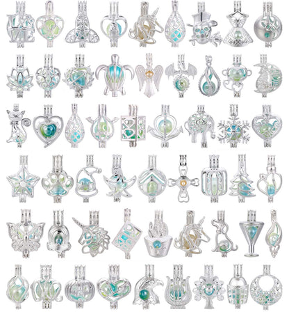 Vie jeune Pearl Cage Locket Pendants – DIY Diffuser Jewelry, 30 Charms