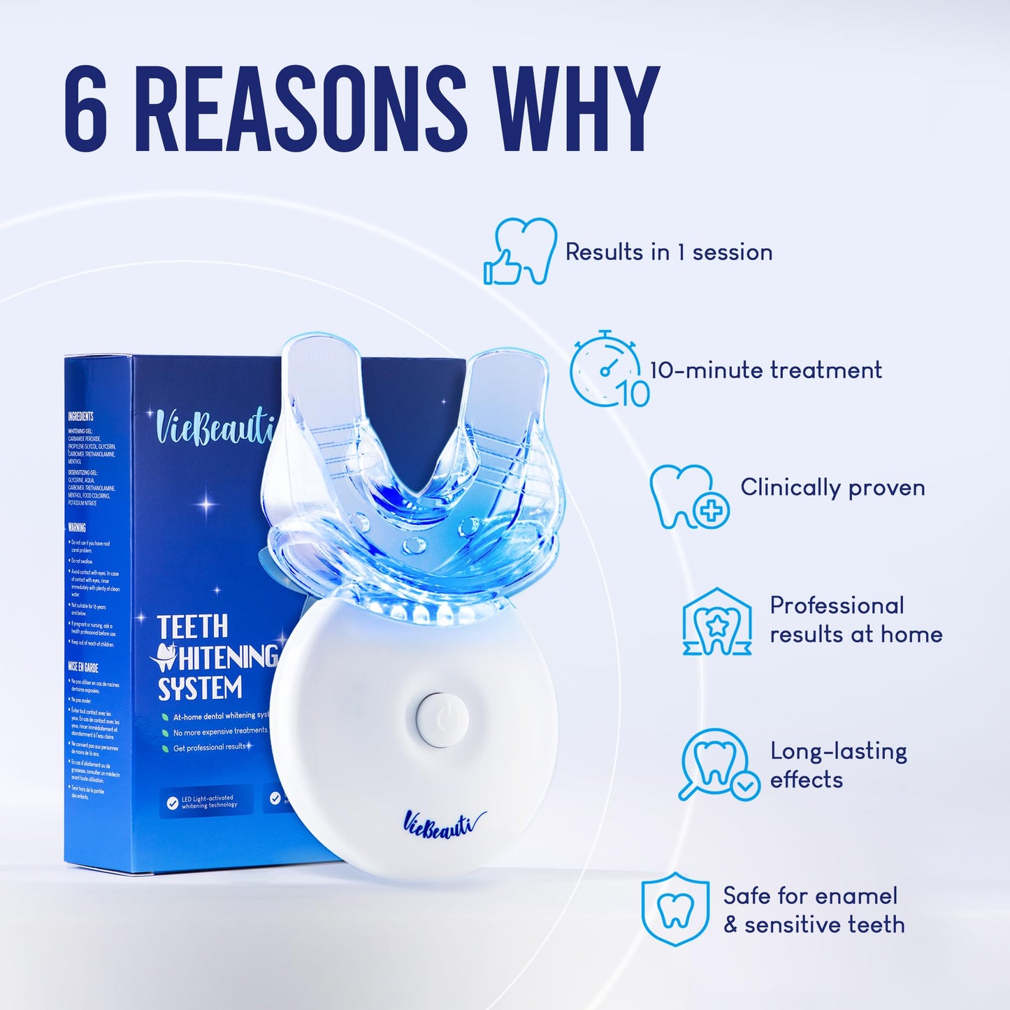 VieBeauti LED Teeth Whitening Kit – Sensitive Teeth, 35% Carbamide Peroxide