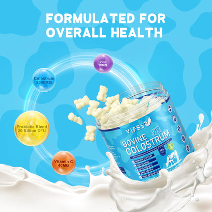 VIFSSG Grass Fed Colostrum Gummies 2000mg | Sugar Free IgG 40% | Immune & Gut Support
