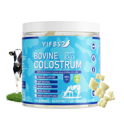 VIFSSG Grass Fed Colostrum Gummies 2000mg | Sugar Free IgG 40% | Immune & Gut Support