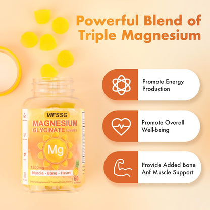 VIFSSG Magnesium Glycinate Gummies 500 mg | Triple Magnesium Complex