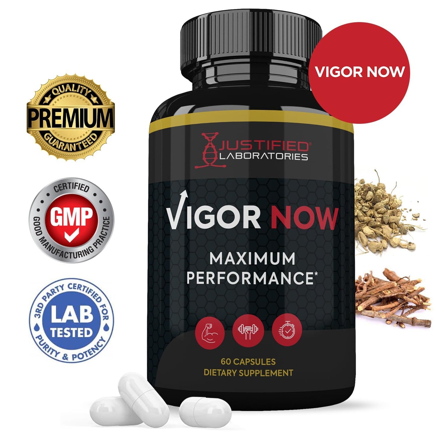 Justified Laboratories Vigor Now Max 1600MG Men's Health Formula 60 Capsules