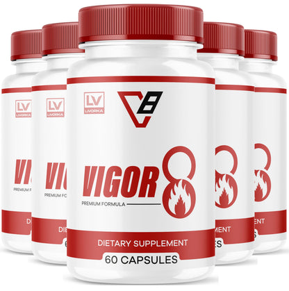 (5 Pack) Vigor 8 for Men – 300 Capsules (5 Months) | Premium Formula