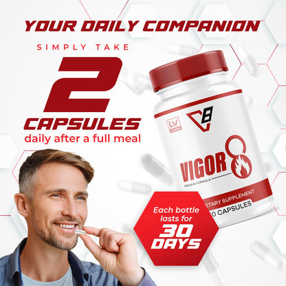 (5 Pack) Vigor 8 for Men – 300 Capsules (5 Months) | Premium Formula