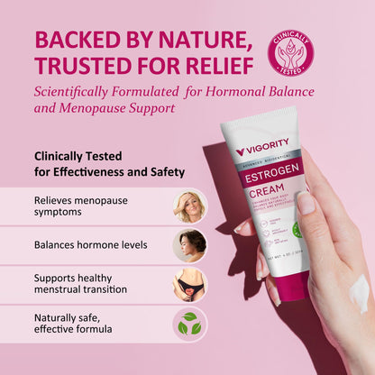 Vigority Estrogen Cream for Women | Natural Bioidentical Menopause Support with Wild Yam – Vegan, Paraben-Free, 4 Oz