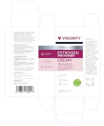 Vigority Estrogen Cream for Women | Natural Bioidentical Menopause Support with Wild Yam – Vegan, Paraben-Free, 4 Oz