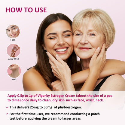 Vigority Estrogen Cream for Women | Natural Bioidentical Menopause Support with Wild Yam – Vegan, Paraben-Free, 4 Oz