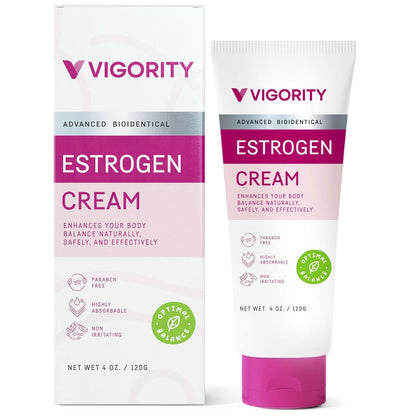 Vigority Estrogen Cream for Women | Natural Bioidentical Menopause Support with Wild Yam – Vegan, Paraben-Free, 4 Oz