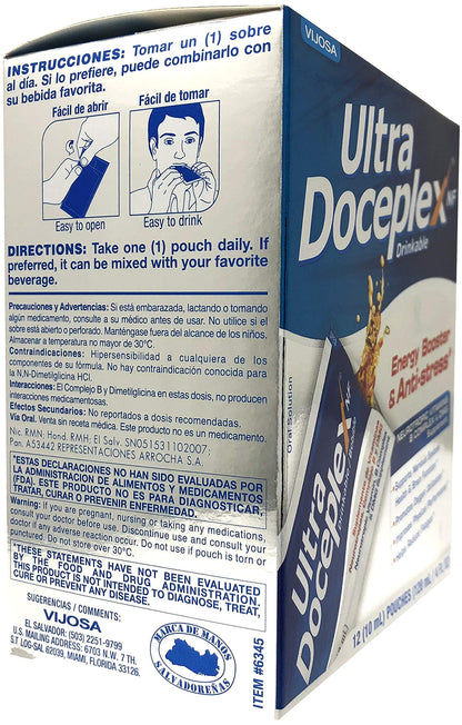 VIJOSA Ultra Doceplex Energy Pouches - Liquid B Complex (12 Pouches)