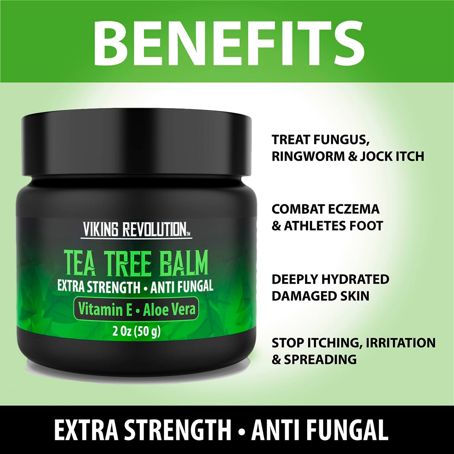 Viking Revolution Tea Tree Oil Cream – 2 oz, Pack of 1 | Eczema, Jock Itch, Ringworm, Nail Treatment