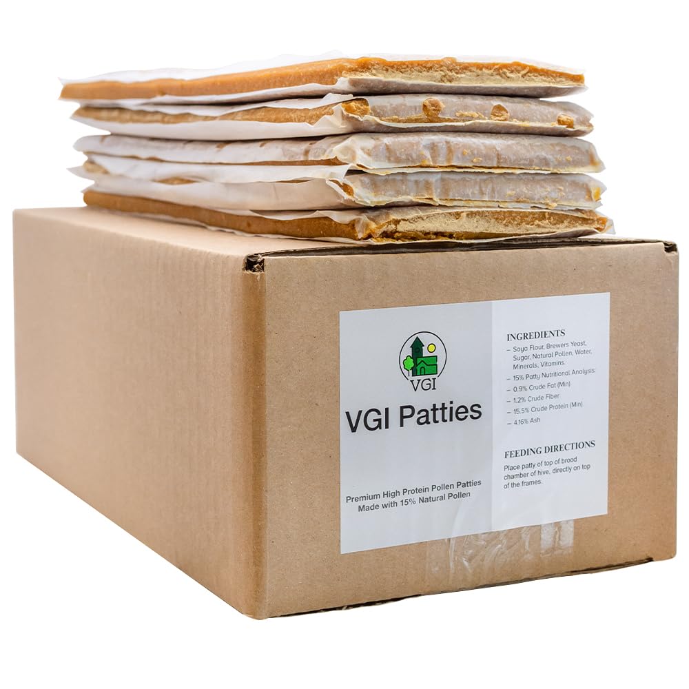 Village Gift Importers Pollen Patties for Beekeeping – 15% Pollen, 15.5% Protein (Five Pack, 5 Count)