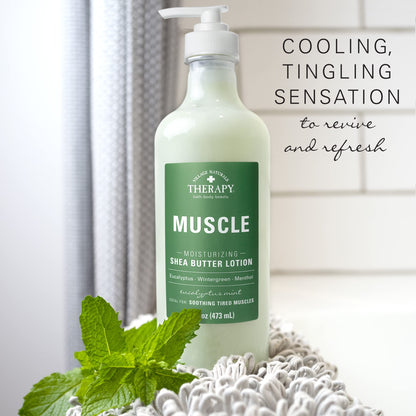 Village Naturals Therapy Muscle Lotion – Shea Butter, Eucalyptus Mint (16 oz, 3-Pack)
