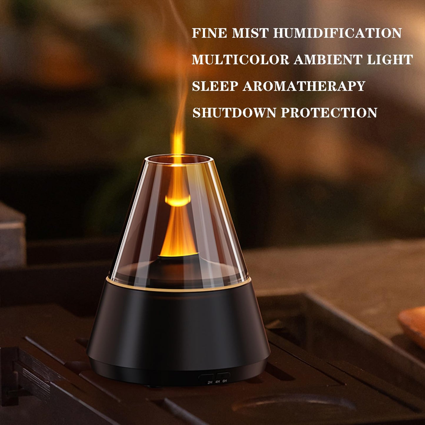 Villelei Candle Flame Essential Oil Diffuser – 7-Color LED Ultrasonic Humidifier with Timer