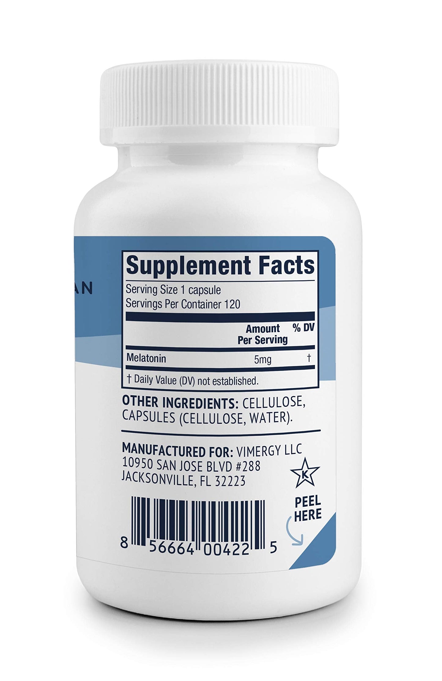 Vimergy Melatonin – Natural Sleep Aid (5 mg) – 120 Capsules | Non-GMO, Gluten-Free, Vegan, Kosher, Soy-Free, Paleo