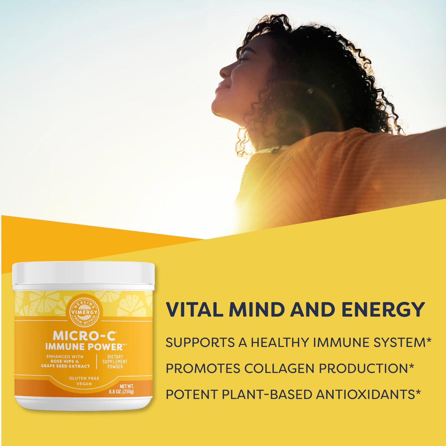 Vimergy Micro-C Immune Power Powder – 250g, 69 Servings, 2000mg Vitamin C