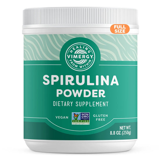 Vimergy Spirulina Powder – Concentrated Plant Protein for Immune & Cardiovascular Support – Vegan, Kosher, Gluten-Free – 250g BritishVita | Premium UK Vitamins & Wellness Supplements