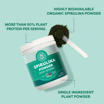 Vimergy Spirulina Powder – Concentrated Plant Protein for Immune & Cardiovascular Support – Vegan, Kosher, Gluten-Free – 250g BritishVita | Premium UK Vitamins & Wellness Supplements
