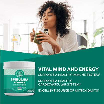 Vimergy Spirulina Powder 500g – 166 Servings | Plant Protein, Non-GMO, Gluten-Free, Vegan & Paleo BritishVita | Premium UK Vitamins & Wellness Supplements