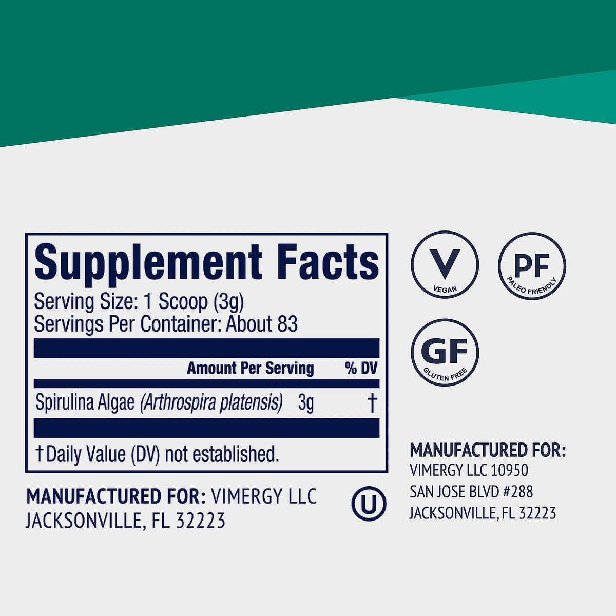 Vimergy Spirulina Powder – Concentrated Plant Protein for Immune & Cardiovascular Support – Vegan, Kosher, Gluten-Free – 250g BritishVita | Premium UK Vitamins & Wellness Supplements