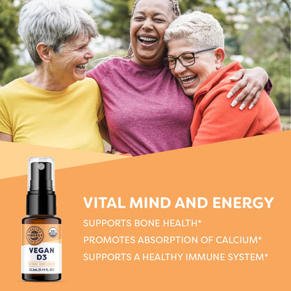 Vimergy Vegan D3 – 1000IU per Serving, 96 Servings | USDA Organic, Gluten-Free, Vegan