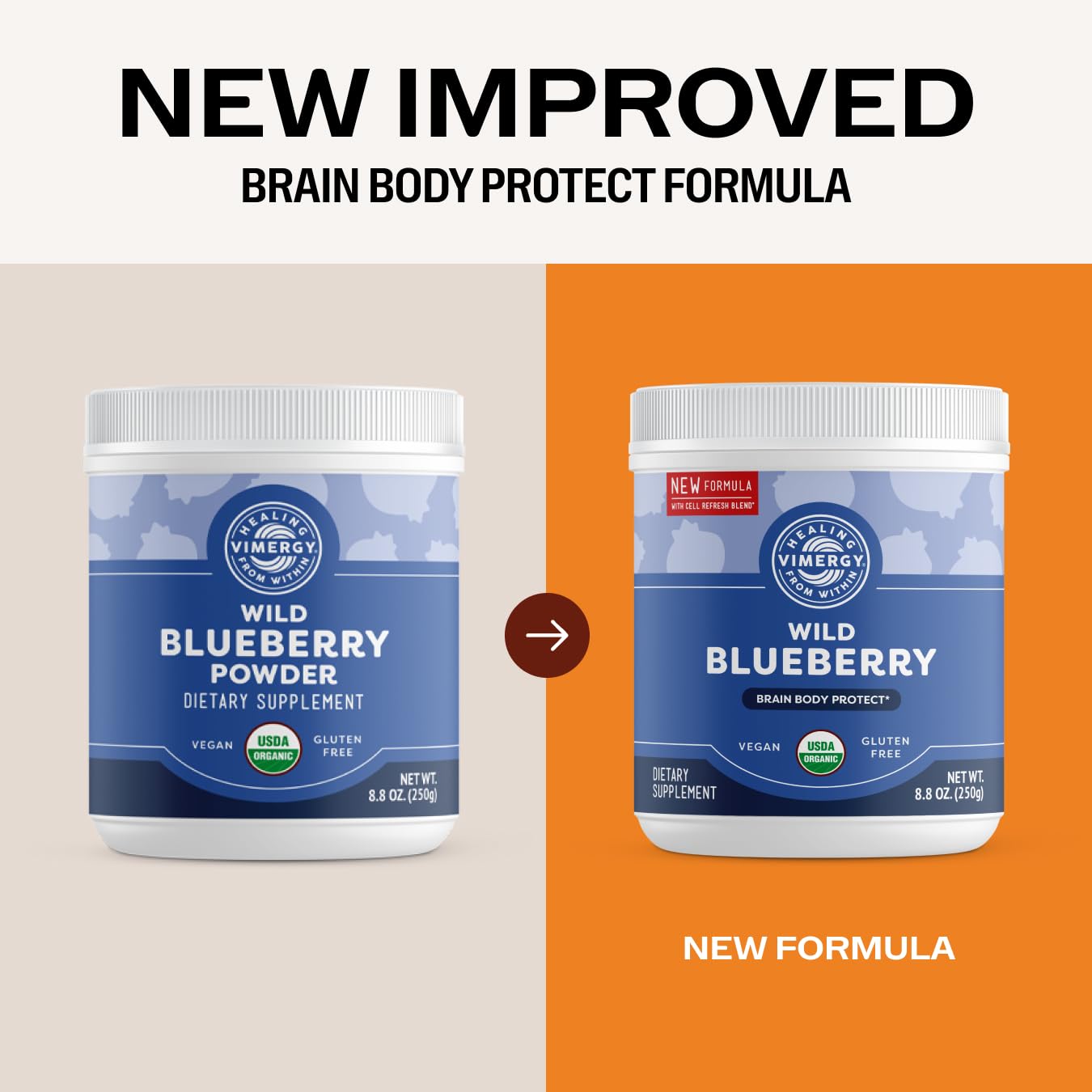 Vimergy Brain Body Protect – Wild Blueberry Powder with Horsetail & Bamboo Silica (250g, Organic, Vegan)