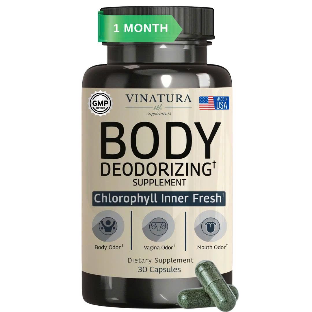 VINATURA Body Deodorizing Supplement for Women - Chlorophyll Pills for Internal Odor Elimination, 30 Capsules