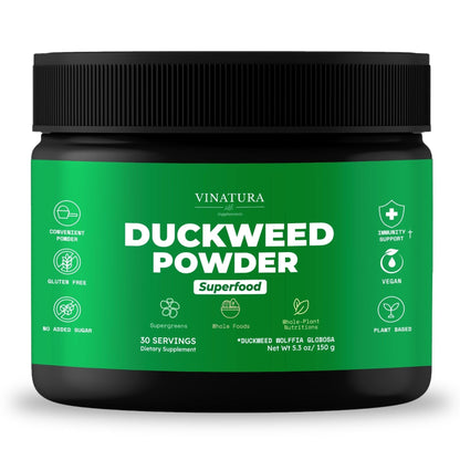 VINATURA Duckweed Powder – Duckweed Supplement & Digestive Health Superfood (Wolffia Globosa)