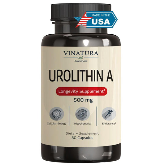 VINATURA Urolithin A 500mg – Antioxidants, Anti-Aging & Mitochondrial Support (30 Caps) BritishVita | Premium UK Vitamins & Wellness Supplements