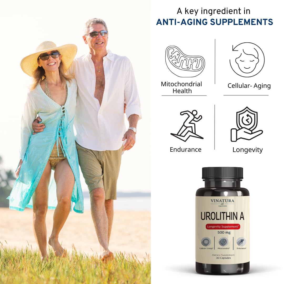 VINATURA Urolithin A 500mg – Antioxidants, Anti-Aging & Mitochondrial Support (30 Caps)